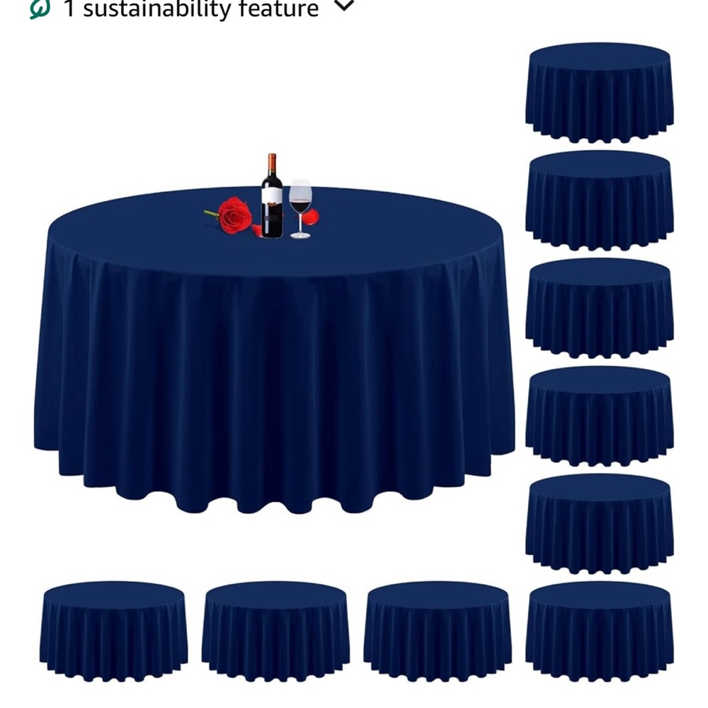120 In. Round Navy Table Cloths